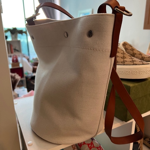 SAINT LAURENT RIVE GAUCHE BUCKET BAG IN LINEN - Picture 7 of 12